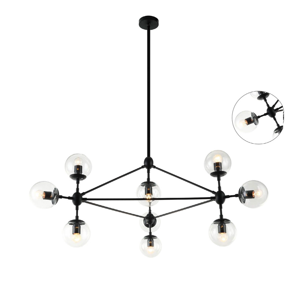 BAO Orlicki Design lampa wisząca - Czarny/ transparentne klosze